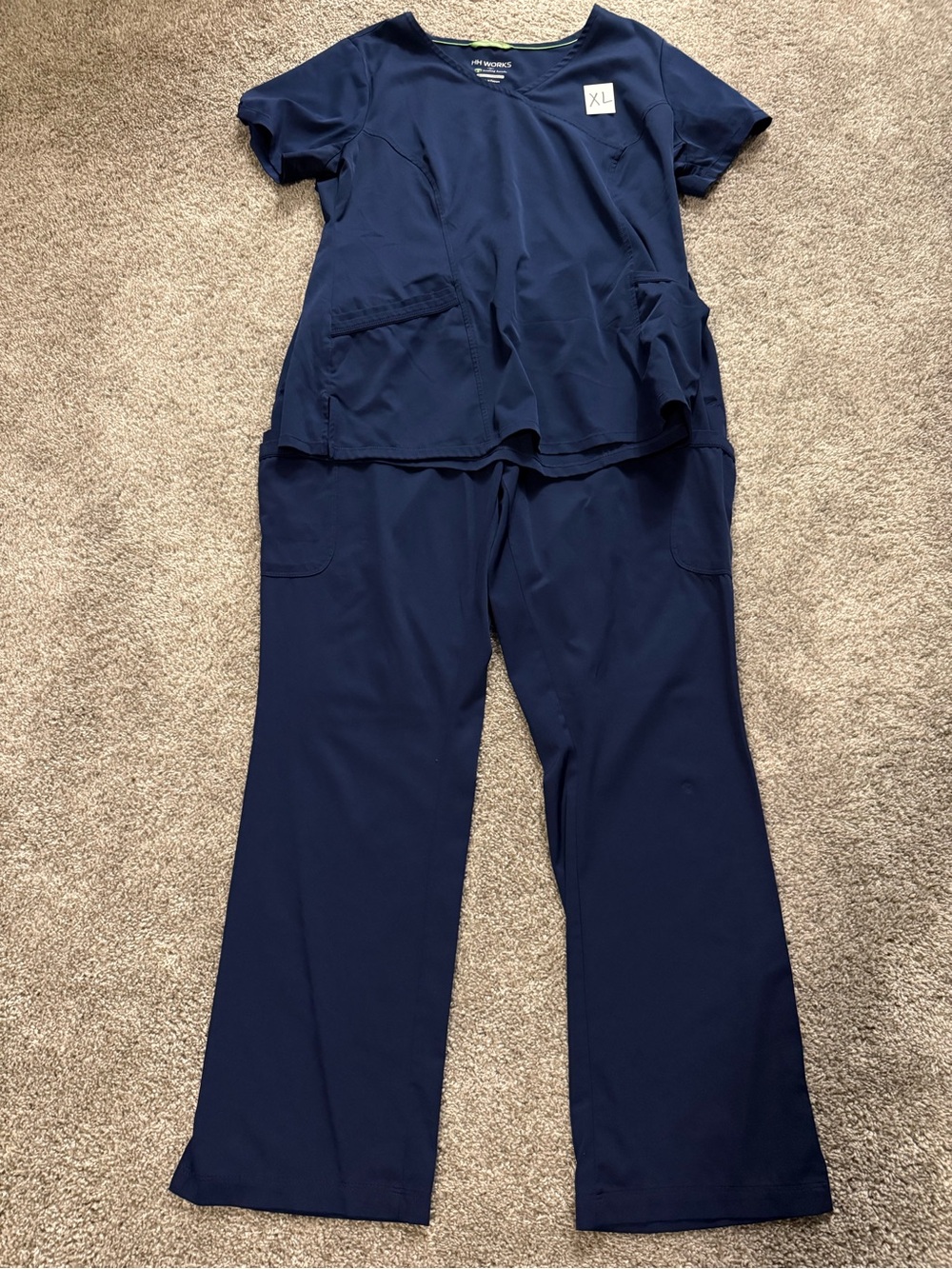 healing hands Navy Wide Leg Scrub Set - V-Neck Top & Wide Leg Pants